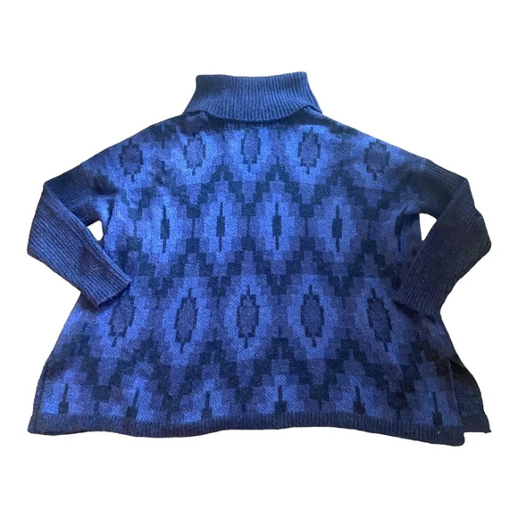 Soft Surroundings Wool Alpca oversized Sweater Sz M Blue - Picture 2 of 5